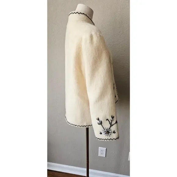 Handmade‎ Greek Vintage Wool Floral Embroidered Exquisite Cardigan Sweater Small - Picture 5 of 12